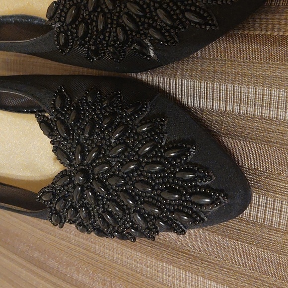 Nina Black Mesh and Beaded Pumps - Picture 2 of 10